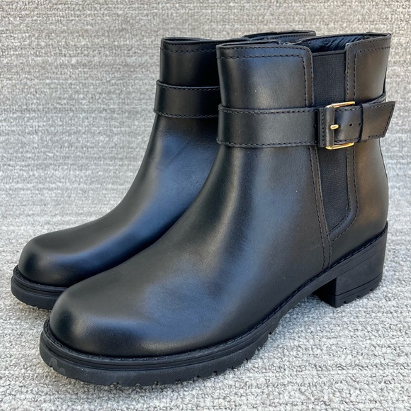 COLE HAAN Catherine Waterproof Leather Boots Black Women's 7 B US - Picture 1 of 16